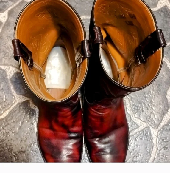 Lucchese San Antonio black cherry leather men's cowboy boots VINTAGE